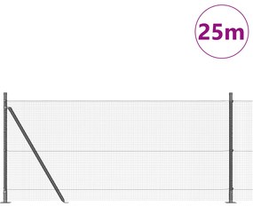 vidaXL σετ πόλων φράχτη  Σετ 2 Γκρι Μέταλλο και PVC 25 x 1 μ Ανθεκτικό