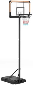 Σταθερή βάση μπάσκετ, ρυθμιζόμενο ύψος, ύψος καλαθιού 182-213 cm, ανθεκτικό στις καιρικές συνθήκες, με ροδάκια, μεταλλικό πλαίσιο