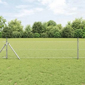vidaXL Φράχτης με Στήλες. Ασημί 0.8 x 25 m Ατσάλι με επικάλυψη PVC