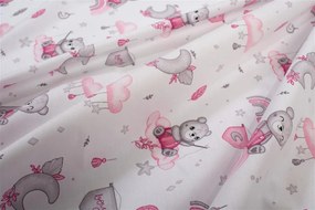 Σεντονάκι Λίκνου bebe Cloudy Bear 582 80X110 White-Pink 100% Cotton