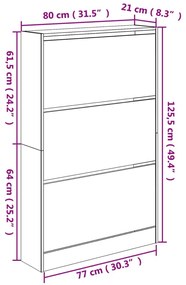 Παπουτσοθήκη Λευκή 80x21x125,5 εκ. από Επεξεργασμένο Ξύλο - Λευκό