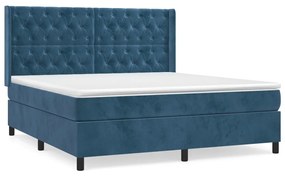 vidaXL Κρεβάτι Boxspring με Στρώμα Σκούρο Μπλε 160x200 εκ. Βελούδινο