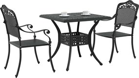 vidaXL Σερβίτσιο τραπεζιού κήπου 3 pcs Μαύρο Χυτό αλουμίνιο