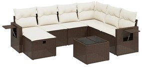 vidaXL Σαλόνι Κήπου Σετ 8 Τεμαχίων Καφέ Συνθετικό Ρατάν με Μαξιλάρια