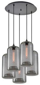 Φωτιστικό Οροφής  SE21-SM-19-30-5BL+ FEINT Smoked Glass Pendant+ - 51W - 100W - 77-8785