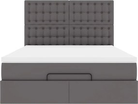 VidaXL Οθωμανικό κρεβάτι με στρώμα & LEDs Γκρί Συνθετικό δέρμα