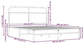 Πλαίσιο Κρεβατιού Χωρ. Στρώμα Καφέ Δρυς 160x200εκ. Επ. Ξύλο - Καφέ