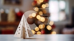 Intra Συλλεκτικό Ξύλινο Παζλ Plywood  4mm - Μικρό Δέντρο από χαρτί για την εορταστική περίοδο Σε Ξύλινο Κουτί - Διαστάσεις: 10x10 cm – 25 κομμάτια