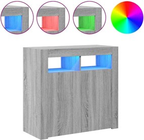 vidaXL Μπουφές με LED Γκρι Sonoma 80x35x75 εκ.