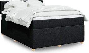 vidaXL Κρεβάτι Boxspring με Στρώμα Μαύρο 160x200 εκ. Υφασμάτινο