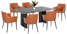 DINING SET INDOORS 7PCS  TABLE HEFF &amp; 6 ARMCHAIRS HELM