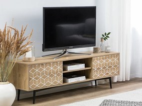 Τραπέζι Tv Berwyn 131, Ανοιχτό χρώμα ξύλου, Άσπρο, 160x50x40cm, 31 kg | Epipla1.gr