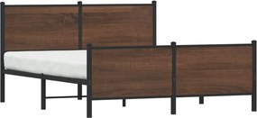 vidaXL Σκελετός Κρεβ. Χωρίς Στρώμα Καφέ Δρυς 150x200 εκ. Μεταλλικό