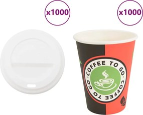 vidaXL Χάρτινα ποτήρια καφέ με καπάκια 1000 τεμάχια 4oz 100ml