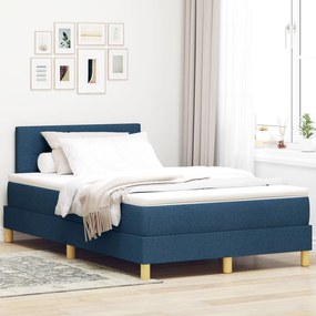 Κρεβάτι Box Spring με Στρώμα Μπλε 120x200 εκ Ύφασμα