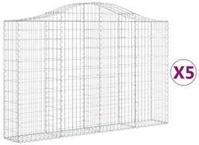 Συρματοκιβώτια Τοξωτά 5 τεμ. 200x30x120/140 εκ. Γαλβαν. Ατσάλι - Ασήμι