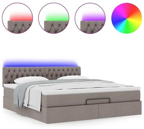 vidaXL Οθωμανικό κρεβάτι με στρώμα & LEDs Taupe 180x200cm ύφασμα