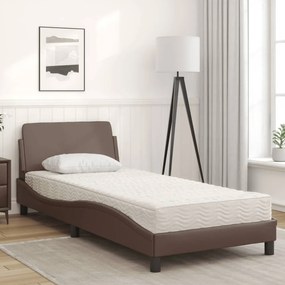 vidaXL Κρεβάτι με Στρώμα Dover Καφέ 80 x 200 εκ. Συνθετικό Δέρμα