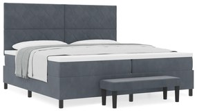 vidaXL Κρεβάτι Σπαστής Βάσης με Στρώμα & Πάγκο Σκούρου Γκρι 200x200 cm Βελούδο