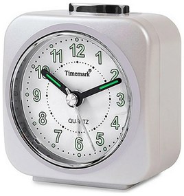 Αναλογικό Ρολόι Ξυπνητήρι Timemark Λευκό Αθόρυβο Με ήχο Νυχτερινή λειτουργία