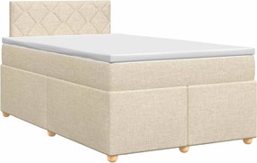vidaXL Κρεβάτι box spring με στρώμα Κρεμ 120 x 190 cm Ύφασμα