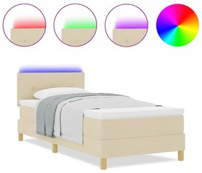 vidaXL Κρεβάτι με ελατήρια με στρώμα Κρεμ 80 x 200 cm ύφασμα