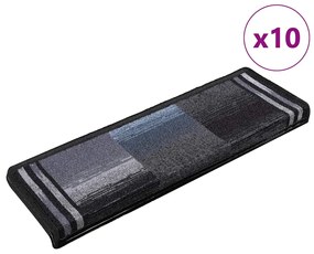 vidaXL Πατάκια Σκάλας Αυτοκόλλητα 10 τεμ. Μαύρα/Γκρι 65x21x4 εκ.