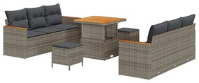 vidaXL Σετ Καναπέ Κήπου με μαξιλάρι 9 pcs Γκρι Πολυ ράταν