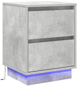 vidaXL Κομοδίνα με LED Φώτα 2 τμχ Γκρι Σκυρόδεμα 39x34.5x50 εκ