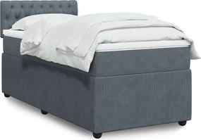 vidaXL Κρεβάτι Boxspring με Στρώμα Σκούρο Γκρι 90x200 εκ. Βελούδινο