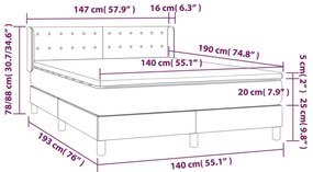 Κρεβάτι Boxspring με Στρώμα Ανοιχτό Γκρι 140x190 εκ. Υφασμάτινο - Γκρι