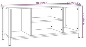 Έπιπλο Τηλεόρασης Καφέ Δρυς 102 x 35 x 45 εκ. από Επεξεργ. Ξύλο - Καφέ