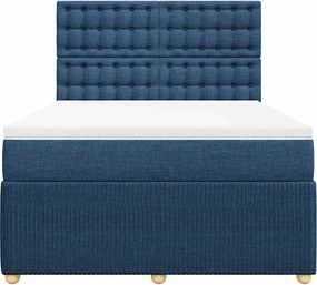 vidaXL Κρεβάτι Boxspring με Στρώμα Μπλε 160x200 εκ. Υφασμάτινο