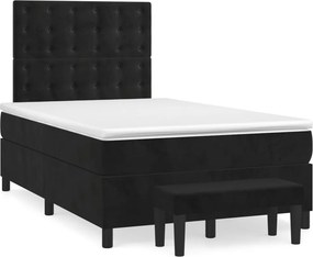 vidaXL Κρεβάτι Boxspring με Στρώμα Μαύρο 120 x 200 εκ. Βελούδινο