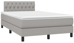 vidaXL Κρεβάτι Boxspring με Στρώμα Ανοιχτό Γκρι 120x200 εκ. Υφασμάτινο