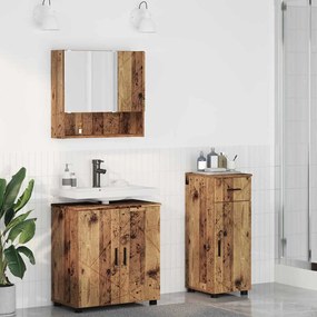 vidaXL Σετ Επίπλων Μπάνιου με πόρτα 3 pcs Παλαιό ξύλο 61 x 35 x 64 εκ.