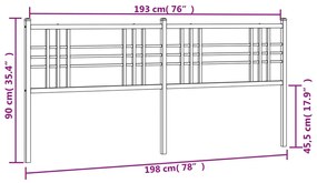 vidaXL Κεφαλάρι Λευκό 193 εκ. Μεταλλικό