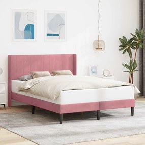 vidaXL Σκελετός Κρεβατιού Ροζ 140 x 200 cm Βελούδο