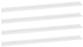 vidaXL Ράφια Τοίχου 4 τεμ. Γυαλιστερό Λευκό 115 x 9 x 3 εκ.