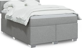 vidaXL Κρεβάτι Boxspring με Στρώμα Ανοιχτό Γκρι 140x200 εκ. Υφασμάτινο