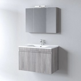 Martin Omega 120 Grey Oak - Πάγκος με Νιπτήρα &amp; Καθρέπτη