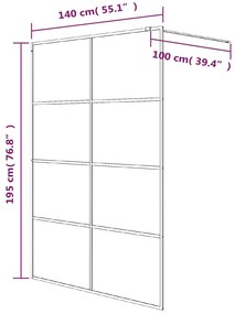 vidaXL Διαχωριστικό Ντουζιέρας Ασημί 140 x 195 εκ. Διάφανο Γυαλί ESG