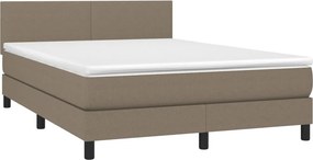 vidaXL Κρεβάτι Boxspring με Στρώμα Taupe 140x190 εκ. Υφασμάτινο