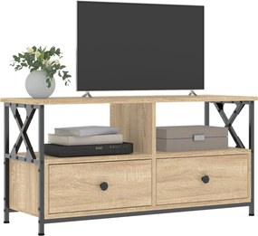 vidaXL Έπιπλο Τηλεόρασης Sonoma Δρυς 90x33x45 εκ. Επεξ. Ξύλο/Σίδερο