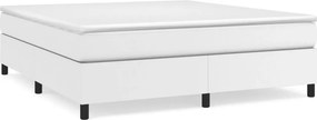 vidaXL Κρεβάτι Boxspring με Στρώμα Λευκό 180x200 εκ. Συνθετικό Δέρμα