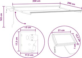 vidaXL Χειροκίνητη αναδιπλούμενη τέντα με LED Taupe