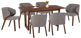 ΣΕΤ ΤΡΑΠΕΖΑΡΙΑΣ 7ΤΜΧ RINER HM21338 ΤΡΑΠΕΖΙ ΑΠΟ MDF--ΚΑΡΕΚΛΕΣ ΑΠΟ RUBBERWOOD & ΥΦΑΣΜΑ