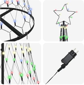 vidaXL LED Χριστουγεννιάτικο Δέντρο Πολύχρωμο 184.5 εκ. Μέταλλο