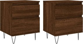 vidaXL Κομοδίνα 2 τεμ. Καφέ Δρυς 40 x 35 x 50 εκ. από Επεξεργ. Ξύλο