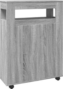 vidaXL Ντουλάπι Μπάνιου Στενό με Ροδάκια Γκρι Επεξεργασμένο Ξύλο